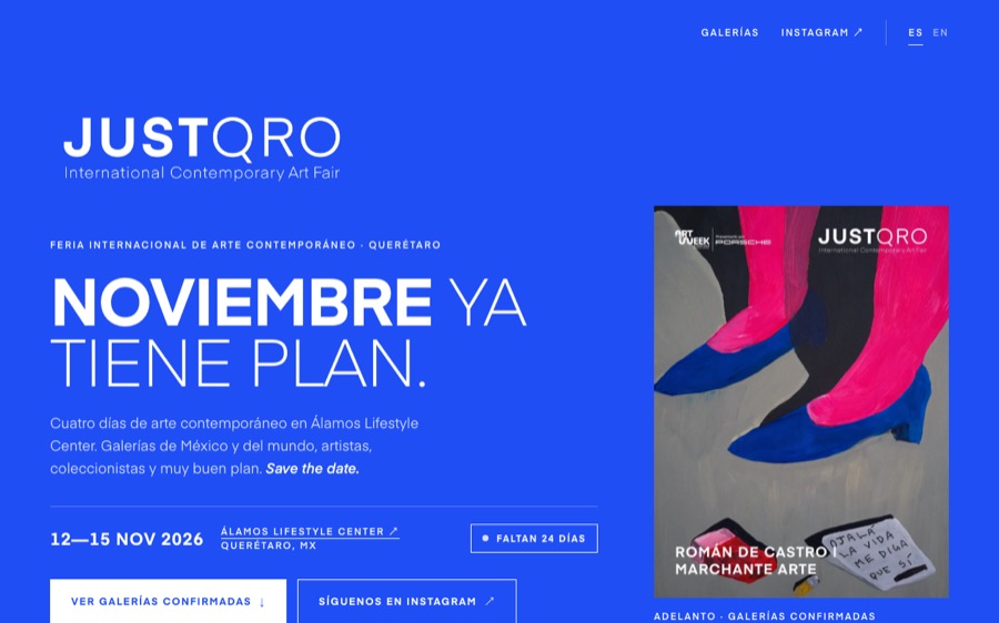 Vista de la web de JUSTQRO 2026